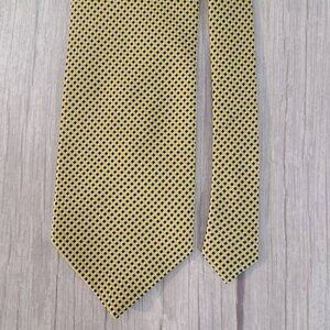 Ermenegildo Zegna Silk Necktie Yellow Navy Blue Tile Print Italy
